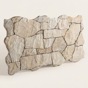Panel de azulejo cerámico efecto piedra Andorra Marfil para revestimiento de pared interior.