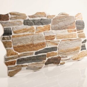Azulejo cerámico imitación piedra Jaca Beige para revestimiento pared exterior