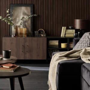 listones de madera para paredes interiores Linerio M Line Chocolate