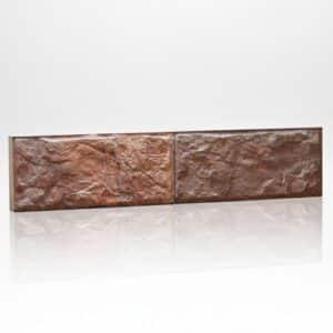 Dos azulejos de imitación piedra Itaca Caldera con textura rugosa para revestimiento de pared.