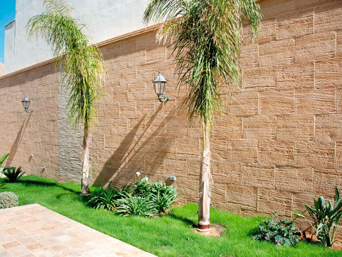 Revestimiento de pared exterior travertino arenado