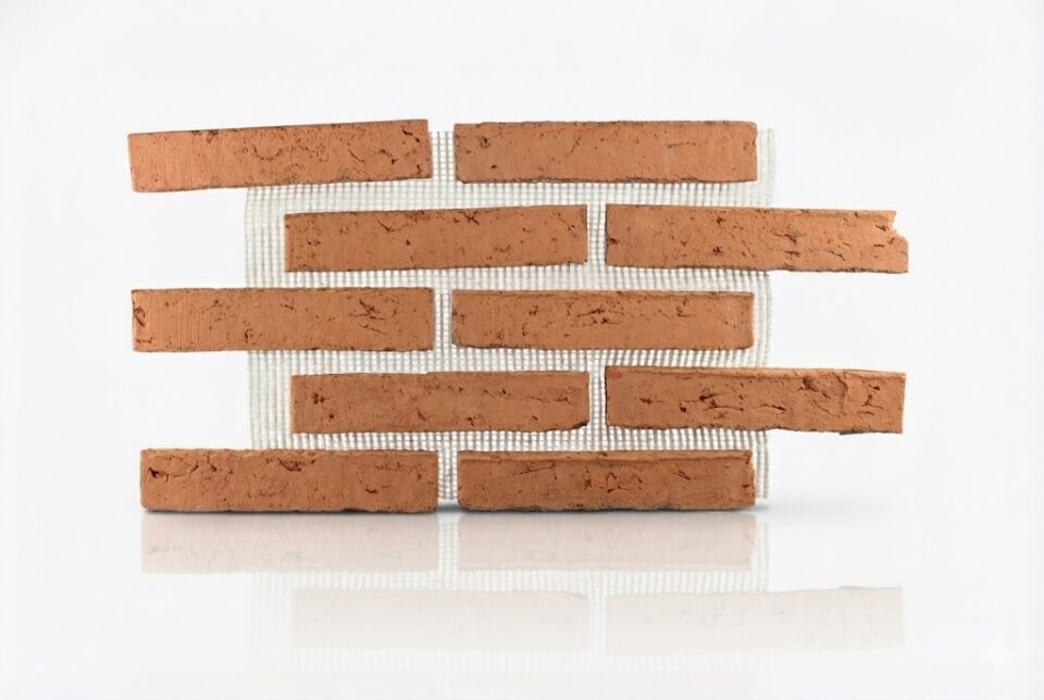 Revestimiento ladrillo Manual enmallado Rojo 23 x 5 x 1,5 cm